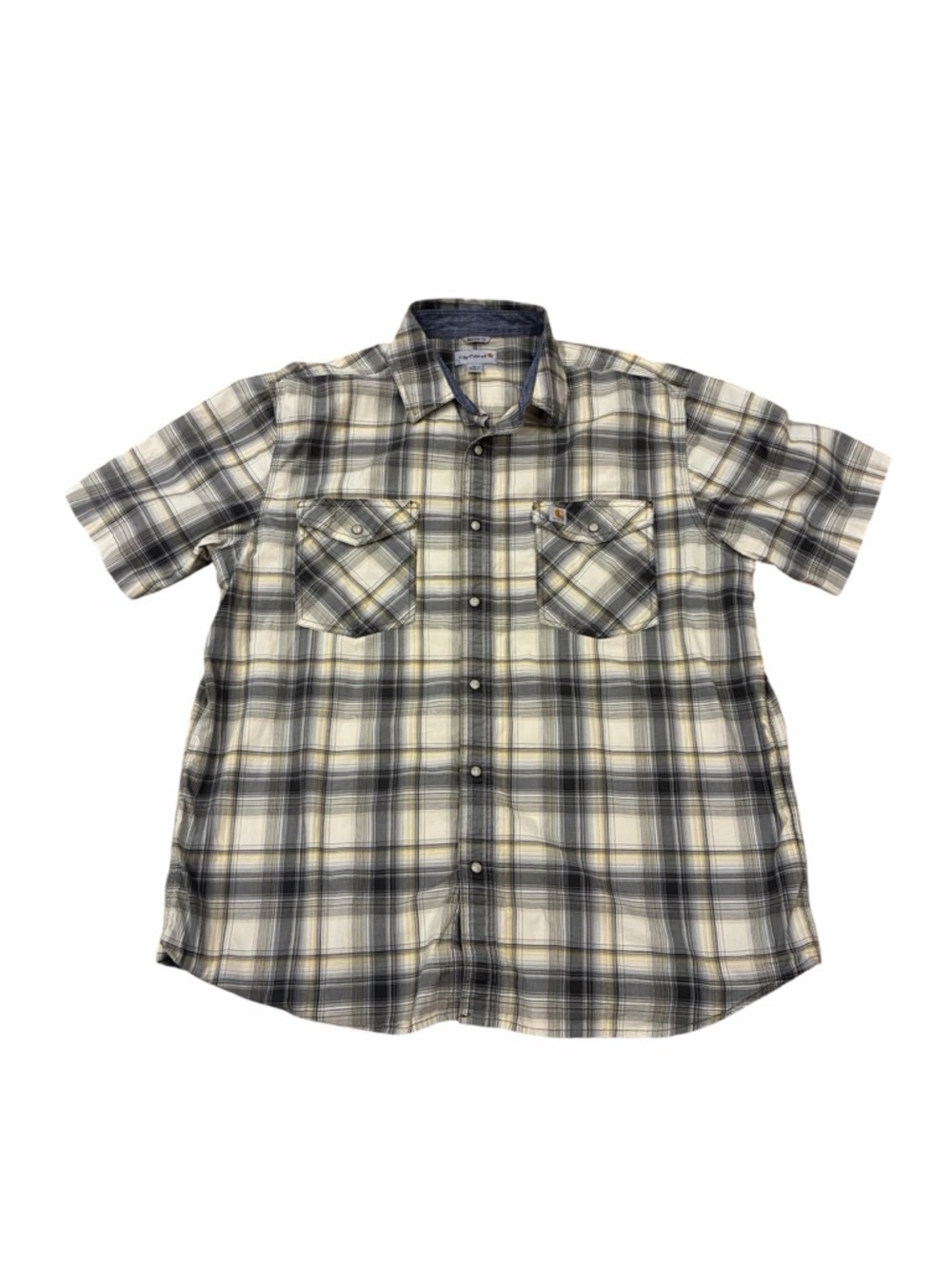 Carhartt Relaxed Fit Pearl Snap Men’s Short-Sleeve Plaid Shirt Size XL